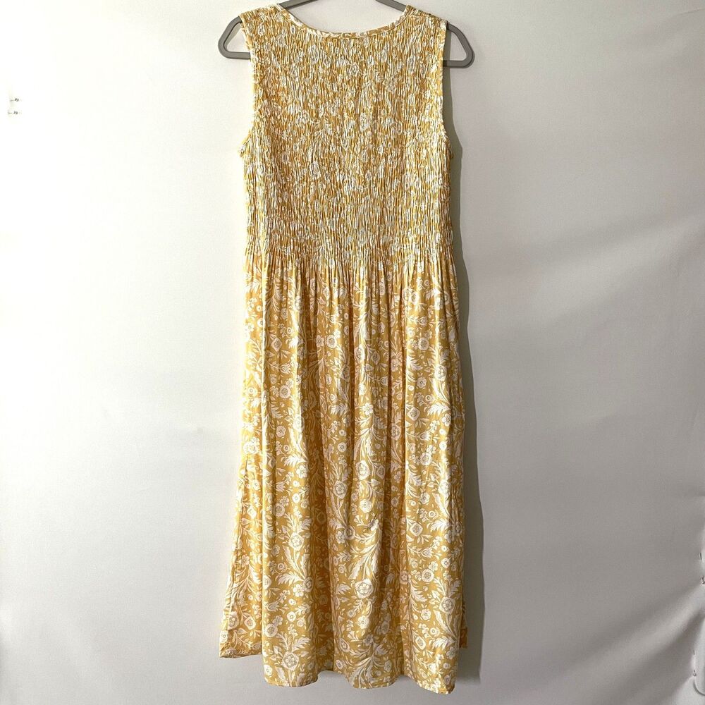 Croft & Barrow Maxi Dress Sleeveless Smocked Floral Yellow Women's Size L - Picture 12 of 13